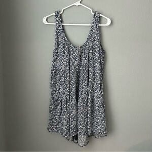 Lush Blue and White Floral Romper